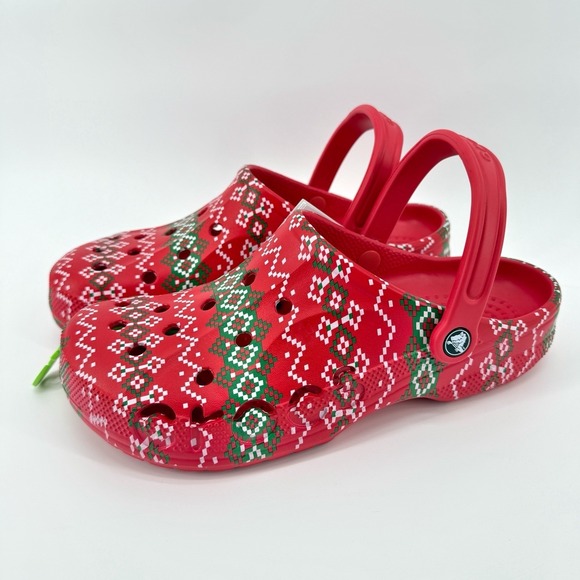 Crocs Baya Holiday Graphic Clog Red‎ Fair Isle Size M10 W12 Christmas Gift NWT - Picture 8 of 12